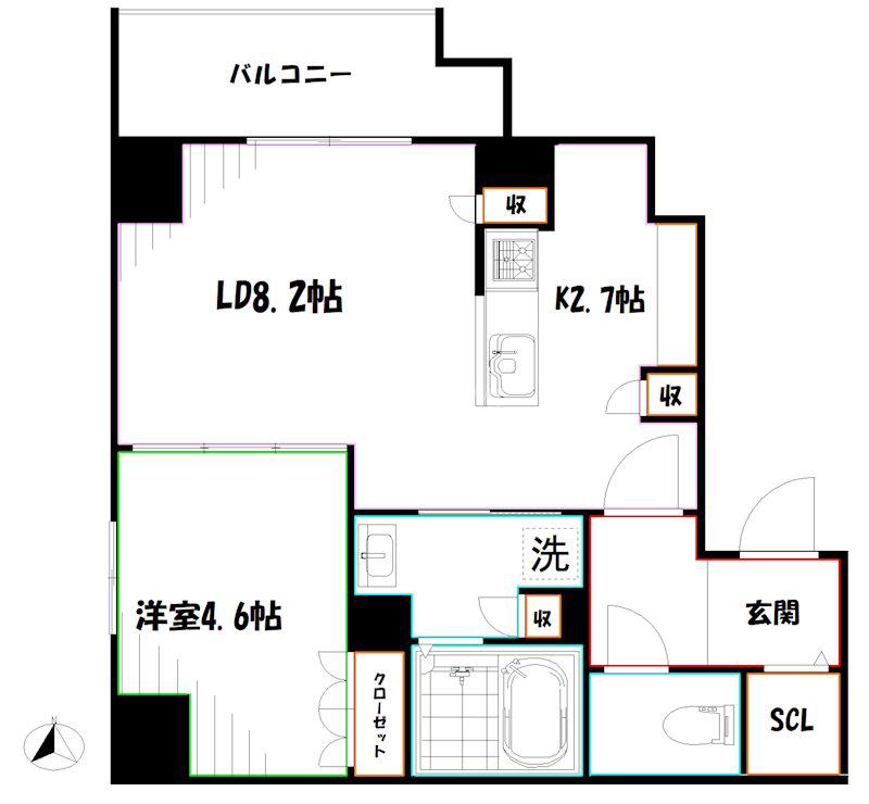LUMICOURT MITAKA(1LDK/2階)の間取り写真
