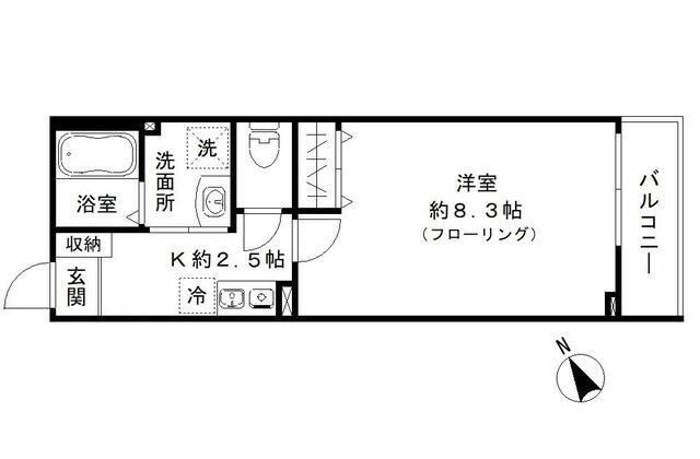 フェリーチェ三田(1K/3階)の間取り写真