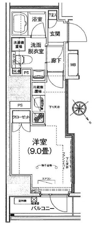 アイルイムーブル日本橋(ワンルーム/9階)の間取り写真