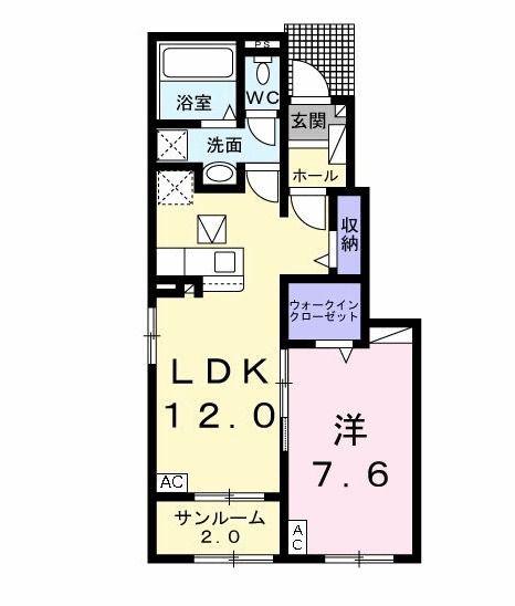 カーサ フェリシアA(1LDK/1階)の間取り写真