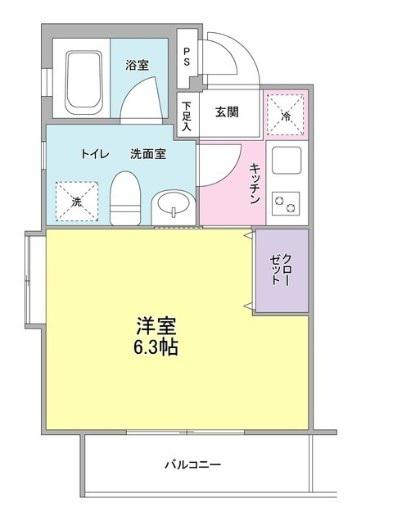 クローバーハイツ西小山 (1K/2階)の間取り写真