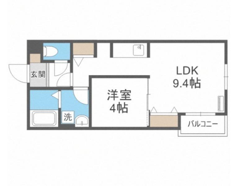 円山公園ビューアパートメント(1LDK/4階)の間取り写真