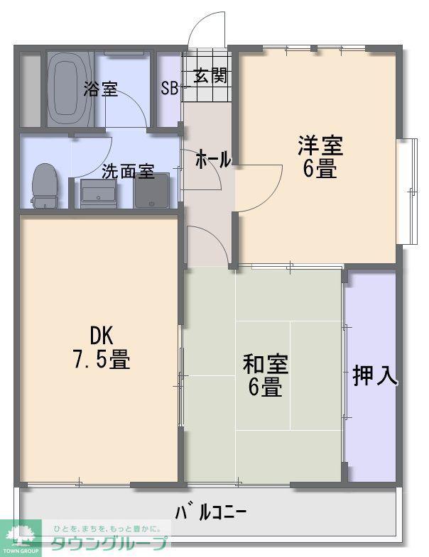 SYOHEIマンション(2DK/2階)の間取り写真
