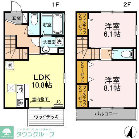 リヴェール美しが丘(2LDK/1階)の間取り写真