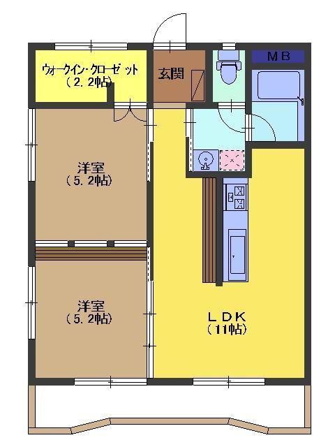 リバーサイドマンション(2LDK/5階)の間取り写真
