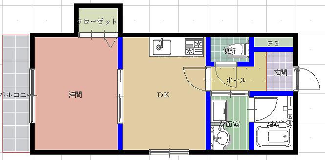 ストロベリーハイツ(1DK/4階)の間取り写真