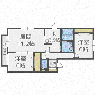 樹絵瑠24(2LDK/3階)の間取り写真