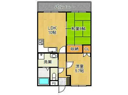 サンルピナス2号館(2LDK/1階)の間取り写真