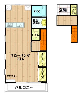 WHITE COURT(ワンルーム/2階)の間取り写真