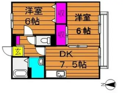 サンライフ玉島A棟(2DK/2階)の間取り写真