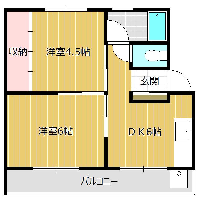 レジデンス永田(2DK/1階)の間取り写真