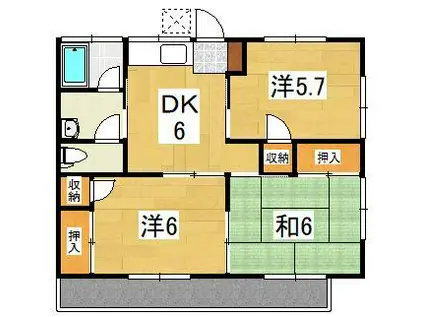 コーポ古沢II(3DK/2階)の間取り写真