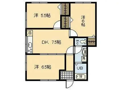 ピュアコート(3DK/1階)の間取り写真