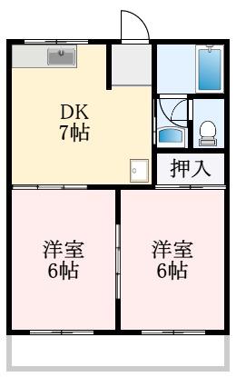 トータスメール(2DK/2階)の間取り写真