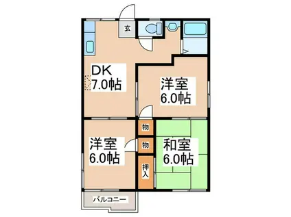 コスモハイツ(3DK/2階)の間取り写真