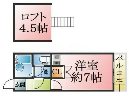 ワコーレ須磨寺(ワンルーム/2階)の間取り写真