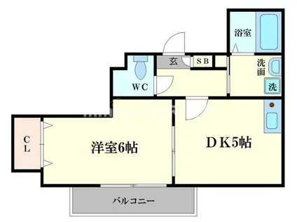 ジェイ・プライド難波南(1DK/2階)の間取り写真