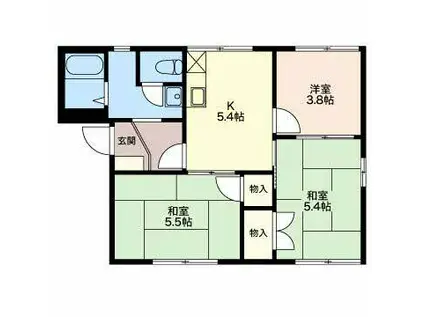 タウン滝ノ水(3DK/1階)の間取り写真