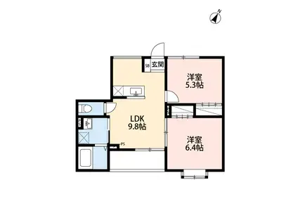 NS中山東(2LDK/2階)の間取り写真