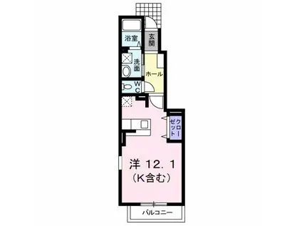 プラスパーI(ワンルーム/1階)の間取り写真