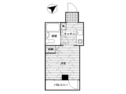 カウベル等々力(1K/4階)の間取り写真