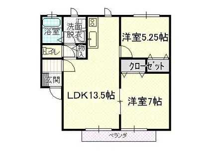 JR山陽本線 防府駅 徒歩16分 2階建 築26年(2LDK/2階)の間取り写真