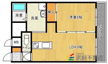KS1999(1LDK/4階)の間取り写真