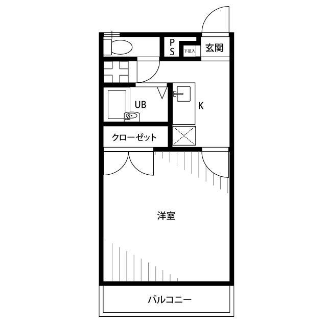 アムール厚木(1K/2階)の間取り写真
