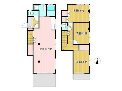 カームハイツ(3LDK/1階)の間取り写真