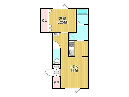 イルマーレW(1LDK/2階)の間取り写真