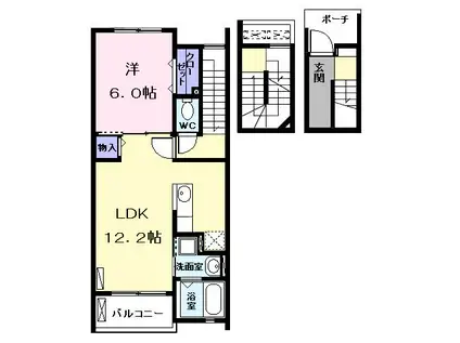 クレセント 太平通(1LDK/3階)の間取り写真