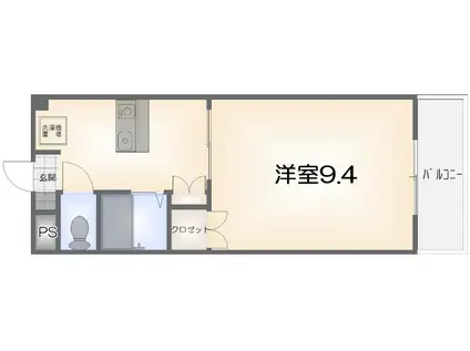 ハッピールーツ沖浜(1K/4階)の間取り写真