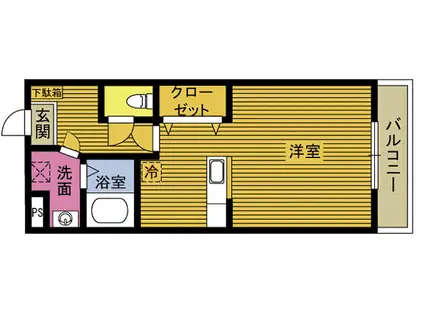 ウインダム ヒルズ(ワンルーム/3階)の間取り写真