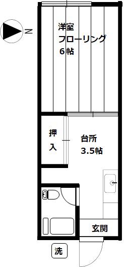 穂波ハイツ 生活保護 6末退 室内洗濯機 追炊 事業用(1K/1階)の間取り写真