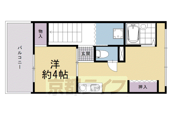 御所南COURTII(1DK/4階)の間取り写真