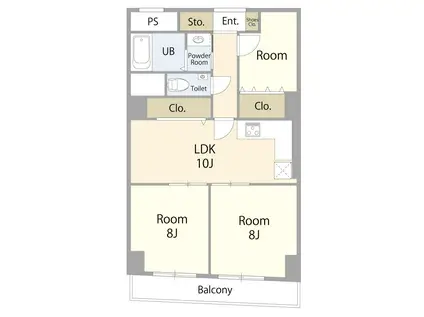 麻布東町マンション(3LDK/4階)の間取り写真