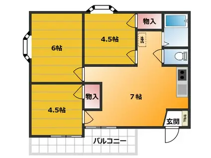 サンハイツ(3DK/2階)の間取り写真