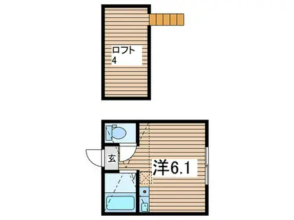 ユナイト宮前平バジーリオ(ワンルーム/2階)の間取り写真