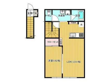 JERICHO B(1LDK/2階)の間取り写真