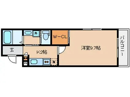 ハーバー・フェリーチェ(1K/3階)の間取り写真