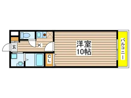 ヴァンベール新開(1K/4階)の間取り写真