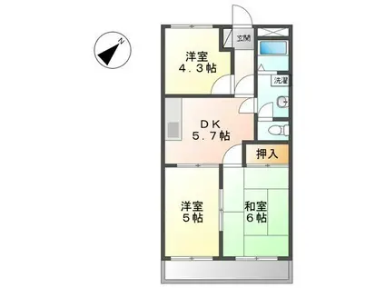 ファミリーパレス(3DK/1階)の間取り写真