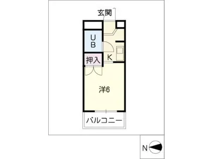 コーポパーシモンIII(1K/2階)の間取り写真