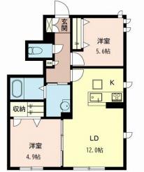 シャーメゾンポラリス(2LDK/1階)の間取り写真