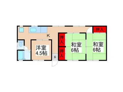 ブルースカイコーポ(3K/1階)の間取り写真