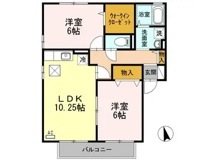 コンフォールMI・III棟(2LDK/1階)の間取り写真