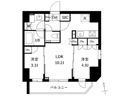 ES-GRANDE御徒町(2LDK/8階)の間取り写真