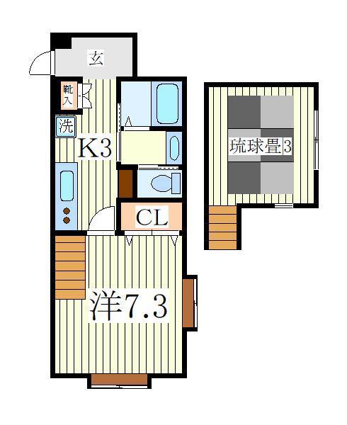 柏庵HAKU-AN(1K/2階)の間取り写真