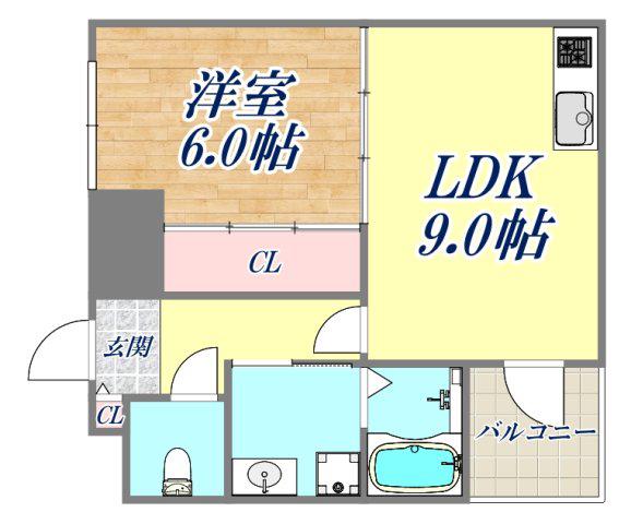 コメットマンション鴻池(1LDK/13階)の間取り写真