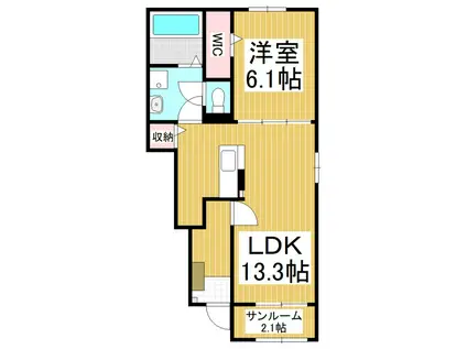 フィールドヒル 塩尻II(1LDK/1階)の間取り写真